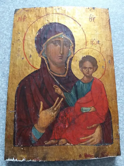 ancien Tableau 18ème icône peinture doré à Restaurer