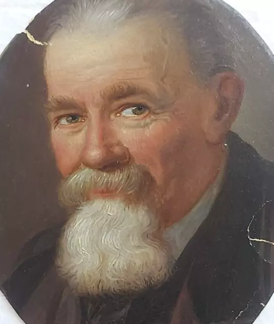 Antique Oil Old Original Painting Miniature 19th century Man Portrait