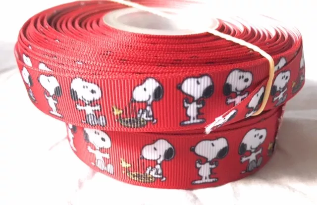 2 metres of Red Snoopy Grosgrain Ribbon in 22mm(7/8") and 16mm (5/8")sizes