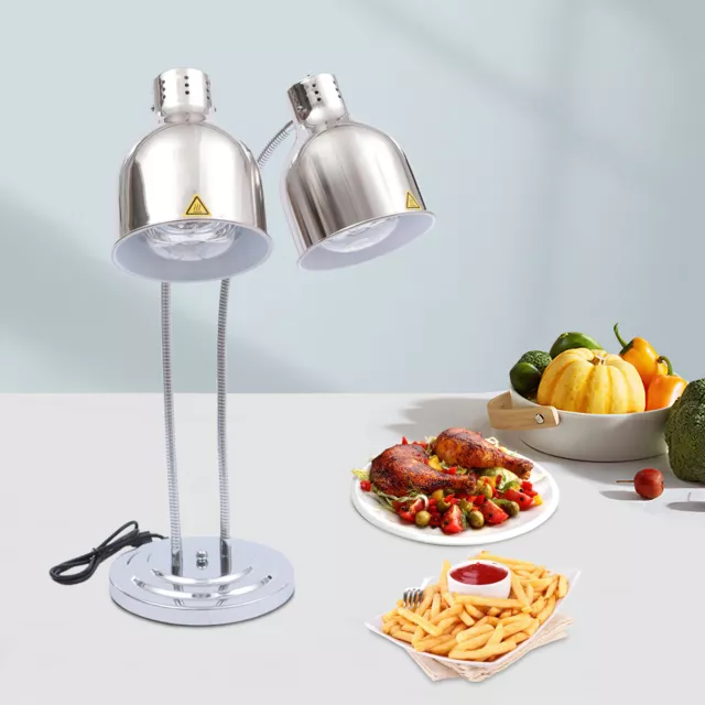 Multifunctional Food Heat Light with 2 Bulbs Restaurant Kitchen Food Warmer Lamp