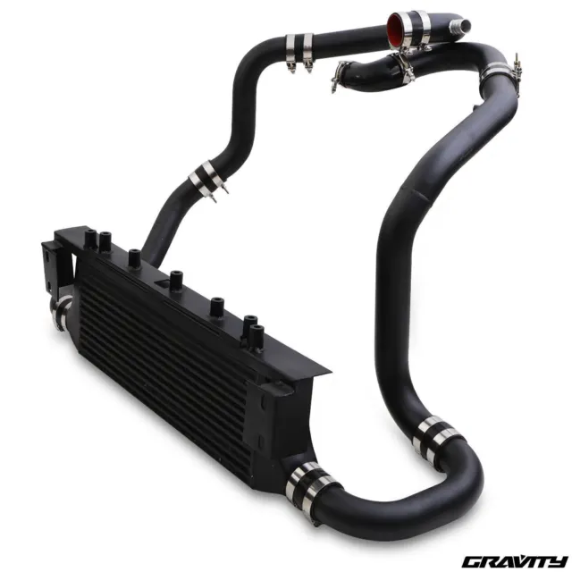 Black Alloy Front Mount Intercooler Fmic Kit For Subaru Impreza Newage Wrx Sti