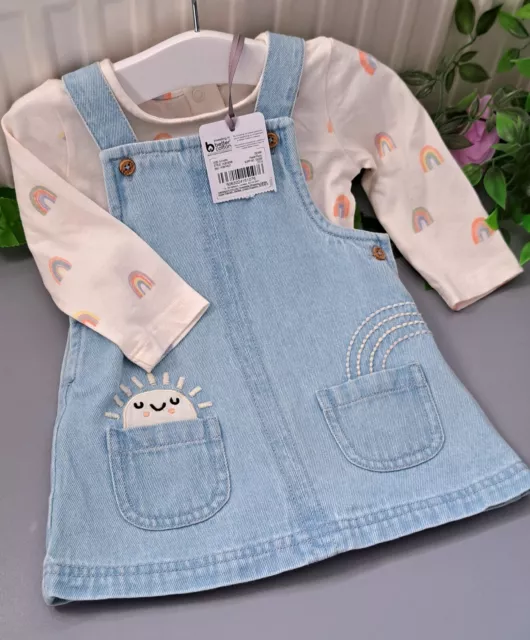 Baby Girl 0-3 Months BNWT TU Denim Dress Set 2