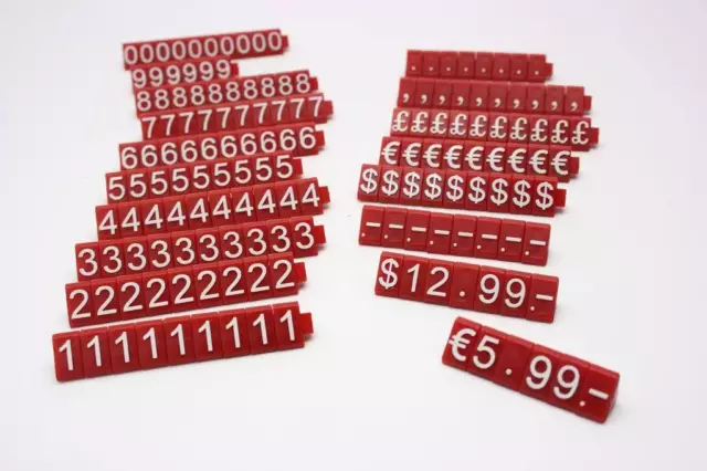 PRICE CUBE KIT for SHOP DISPLAY 540 White letter / signs on Red cubes