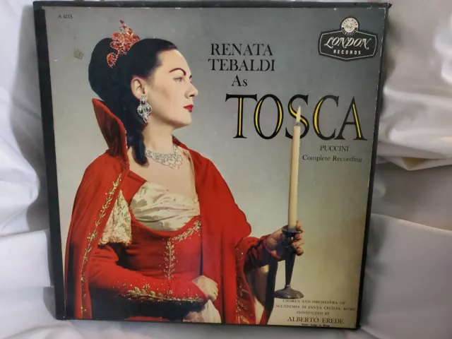 Renata Tebaldi as Tosca Puccini with Libretto (Vinyl LP London Records)
