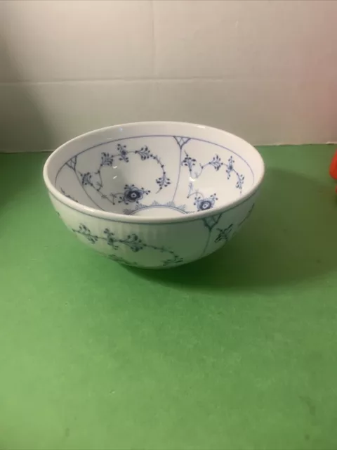 Royal Copenhagen Rare Blue Fluted Plain Porcelain Bowl #454, Hand painted