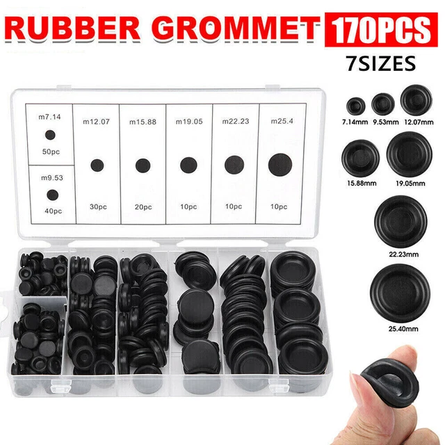 170Pcs/Set for Car Rubber Grommet Firewall Hole Plug Electrical Wire Gasket Kit