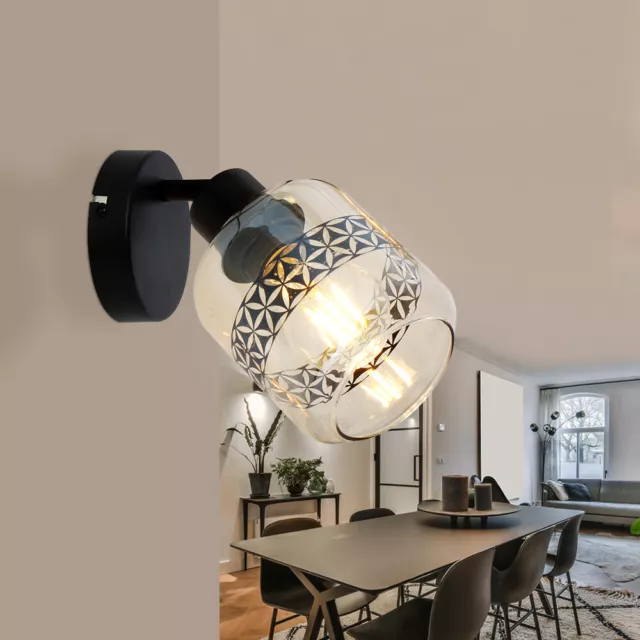 Lampe Salle à Manger Applique Murale Pivotant E27 Lampe Spot Verre Ambre H 19cm