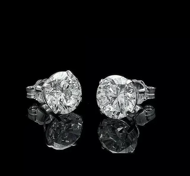 2.40 Ct Round FL/D Solitaire Certified Moissanite Stud Earrings 14K White Gold