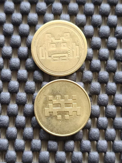 Space Invaders Token Coin Barcade 1up Retro Rare Arcade Cabinet Atari C64 Lynx
