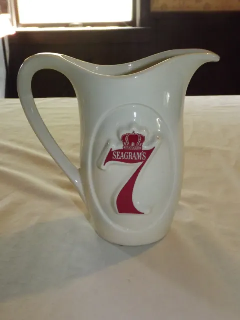 Vintage Liquor Seagram's 7  Crown Ceramic Pitcher