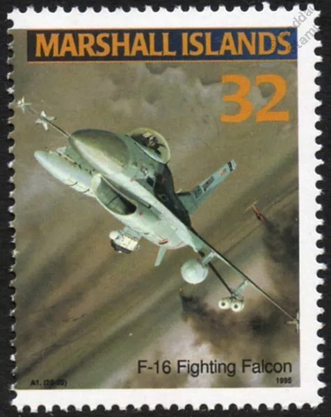 USAF General Dynamics F-16 FIGHTING FALCON Jet Aircraft Mint Stamp #1