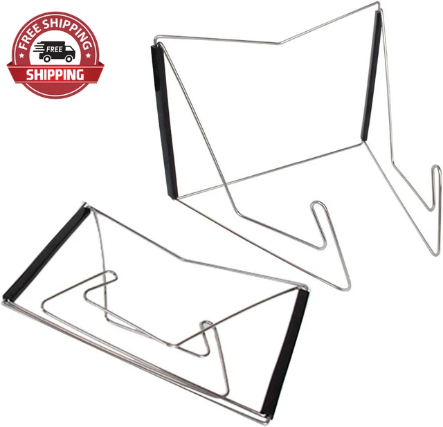Textbook Stands,2Pc Fold-N-Stow Metal Bookstand,Music Book Easel Display Holder,