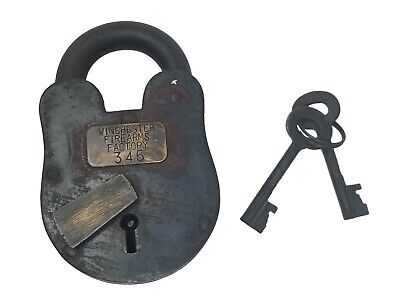 Winchester Firearms Factory 3" x 5" Cast Iron Lock & Keys With Antique Finish