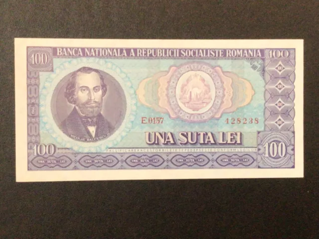 1966 Romania Paper Money - 100 Lei Uncirculated  Banknote!