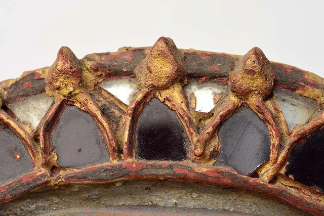 19th Century, Mandalay, Antique Burmese Wood Carving with Gilded Gold and Glass 3