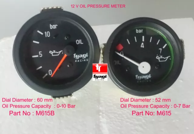 Oil Pressure 12V Meter Gauge 0-7 Bar , 0-10 Bar 52mm 60mm Black Dial Clock Car