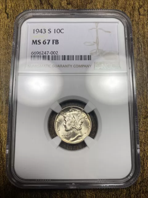 (#262) 1943-S NGC MS67 FB Mercury Dime 10c