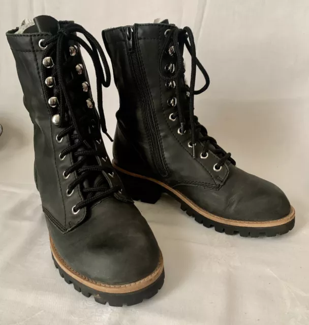 Jeffrey Campbell x Free People Lucca Lace Up Leather Combat Boots Black Sz 7