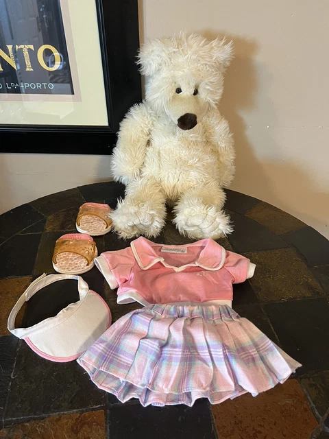 VTG 1997 Build A Bear White Polar Bear Plush -20” W/ Golf Skirt Top Visor Shoes