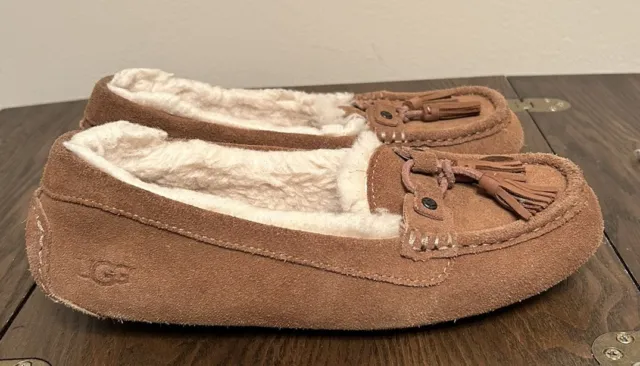 US Size 8 - UGG Women's Litney Suede Slippers in Chestnut