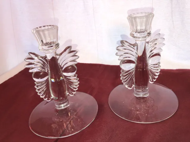 2 Maya Crystal Paden City Candlesticks