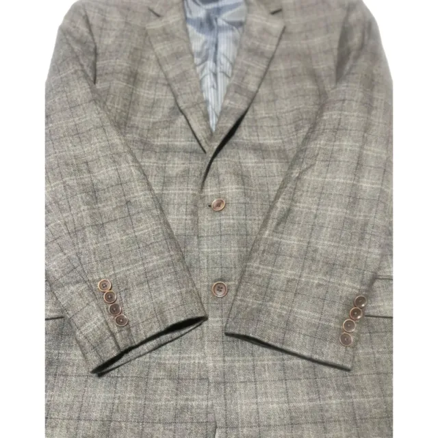 Lord & Taylor 100% Wool Laine Silver/Grey/Gray Plaid Sports Coat Excellent