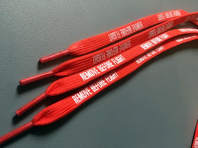 Shoelace / Shoestring / Bootlace / Latchet - Remove_Before_Flight in red / Pair