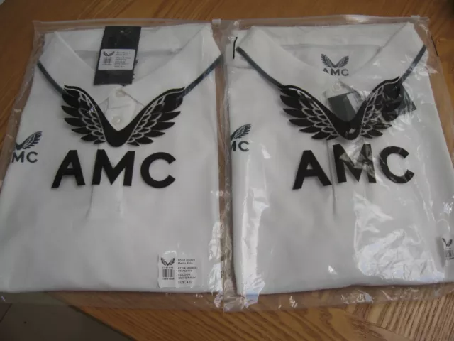 Bnwt Two 2 Mens Castore Amc Tipped Collar Tennis Polo Shirts 4Xl White Navy