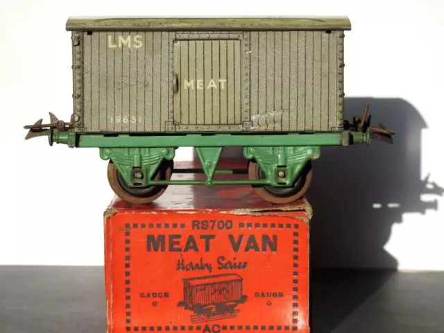 Hornby Series 1933-35 O Gauge Boxed Tinplate Meat Van Wagon Rs700