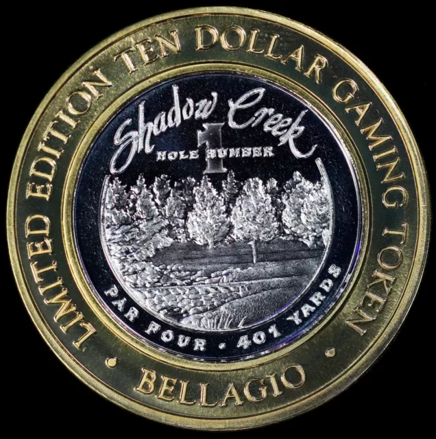 2005 Bellagio Las Vegas NV $10 Casino .999 Silver Strike Shadow Creek Hole 1