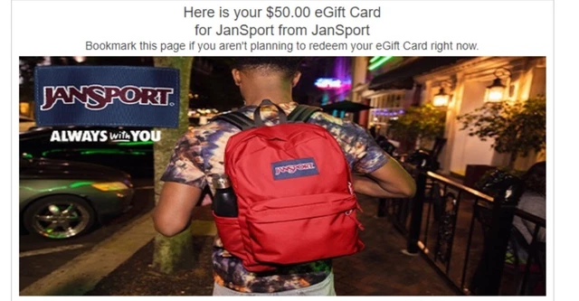 Jansport gift card sales