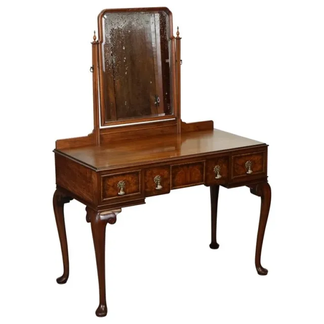 Stunning Waring & Gillow Triple Mirror Burr Walnut Dressing Table J1