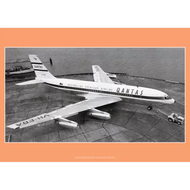 Qantas Boeing 707-138 Art Print – VH-EBA at Boeing Renton 1959 – 2 sizes Poster