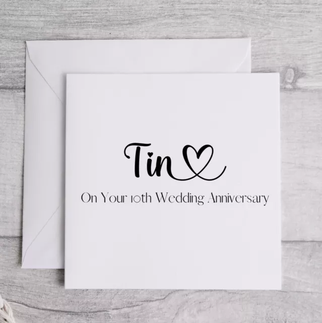 Tin On Your 10th Wedding Anniversary Card. Ten Years Anniversary Card.