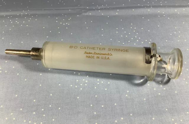 Vintage Glass BD Catheter Syringe Becton Dickinson Large 2oz