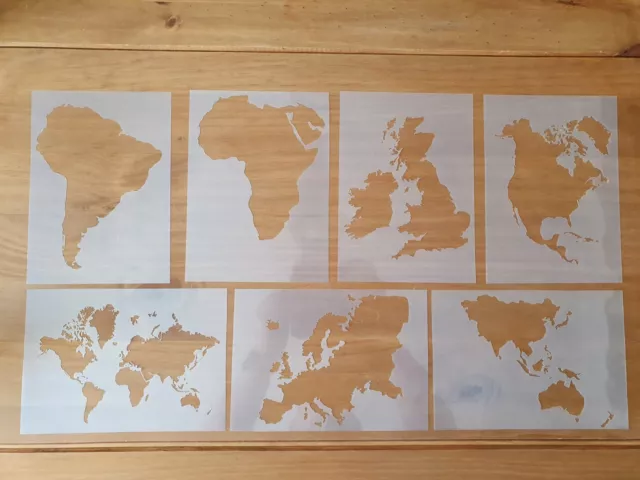 Weltkarte Atlas, Afrika, Asien, Kontinent Schablone wiederverwendbar - Basteln - Airbrush