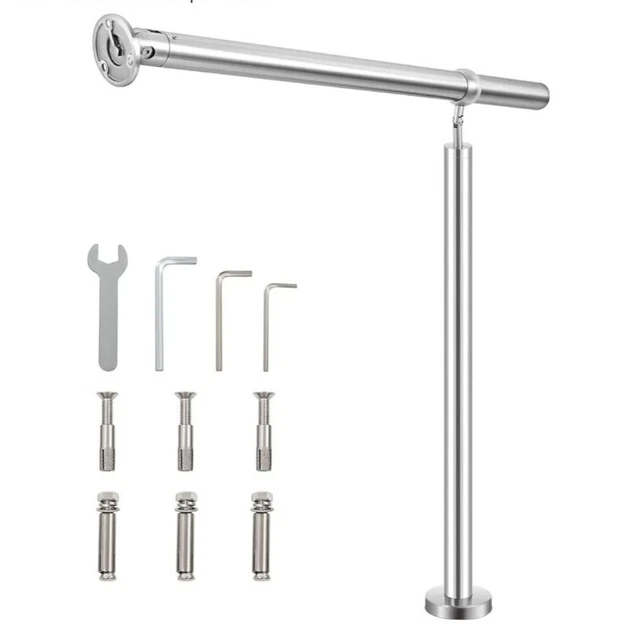 OUTDOOR STAIR RAILING Step Handrail Stainless Steel Rail 80x90cm Wall £