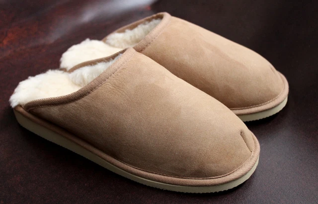 PANTOFOLE IN PELLE Di Agnello Emil Scarpe Uomo Merino Pelliccia Vera Pelle EUR 49,50 - IT