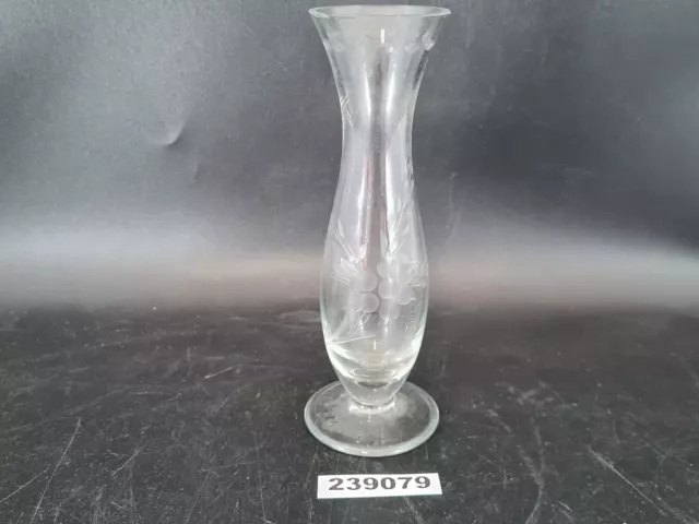 Fußvase Glas Vase handgeschliffen Deko Blumen klar alt H:15cm #239079