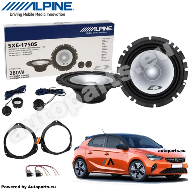 Set 4 Haut Parleur Haut-Parleurs ALPINE SXE-1750s Avant pour Opel Corsa Et 2014