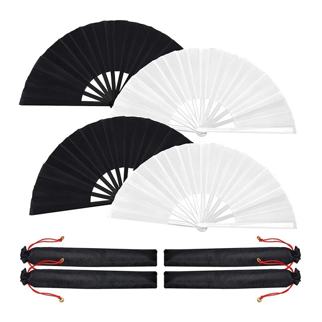 4 pezzi ventilatore pieghevole grande ventilatore manuale seta cinese giapponese Ku N3R4