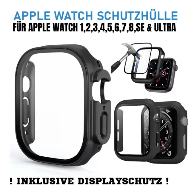 Schutzhülle für Apple Watch Serie 1 2 3 4 5 6 7 8 SE Ultra 38-49mm Cover Schwarz