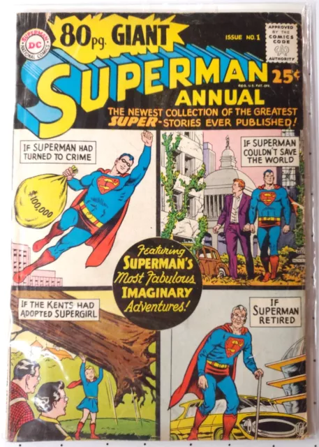 Dc 80 Page Giant Superman Annual #1 1964 Gd