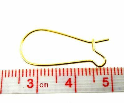 250 pcs (125 Pairs) Gold Plated Kidney Earwire Earring Hooks – 25x11mm – LARGE