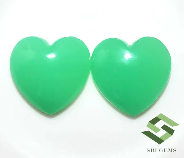 15x15 mm Natural Chrysoprase Heart Shape Cabochon Pair 16.46 CTS Loose Gemstones