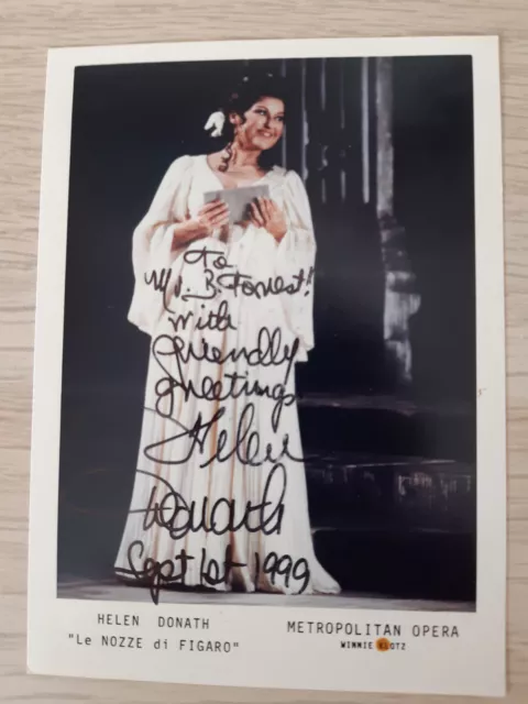 Helen Donath soprano  foto con Autografo e dedica 1999