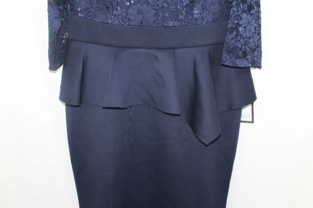 NWT Jessica Howard Womens Navy Blue Sequined Sheath Formal Dress 10 3