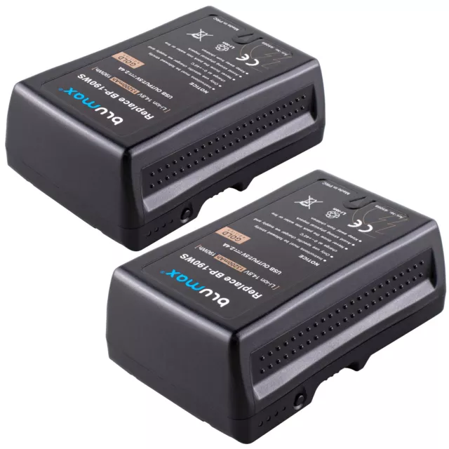 2x Blumax Akku für Sony BP-190WS V-Mount 190Wh DSR 600P 650P 652P 13200 mAh