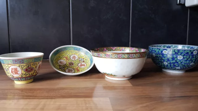 Job Lot,  White Rice Bowl And Tea Set Oriental Chinese Japanese a Lovely Lot
