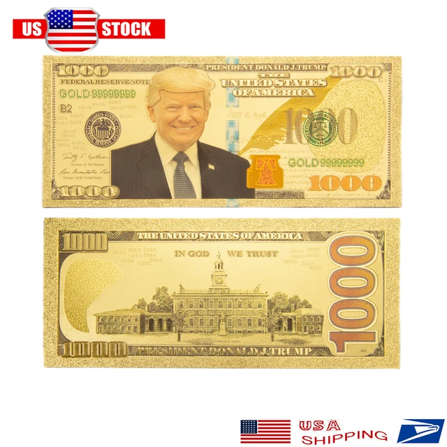 10X President Donald Trump $1000 Dollar Bill Gold Foil Banknote Souvenir Gifts